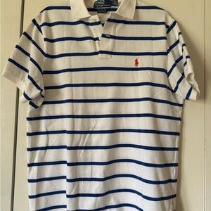 Polo by Ralph Lauren Men's White and Blue Striped Shirt Size Large Like New!